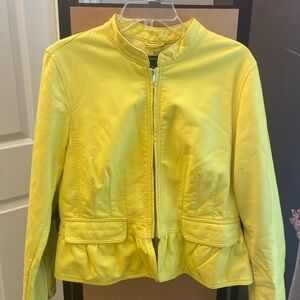 INC international concepts yellow Moto jacket with peplum waist. XL